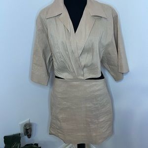 Tan Linen blend dress with cut outs NWT Size XL